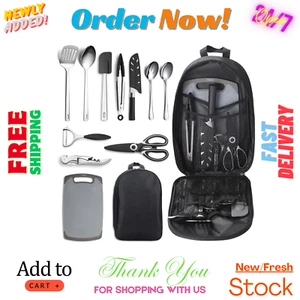 Camping Kitchen Utensil Set Portable Travel BBQ Picnic RV Cooking Essentials - Picture 1 of 6