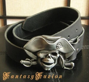 Pirate Captain Leather Belt with Skull Buckle  - Picture 1 of 1