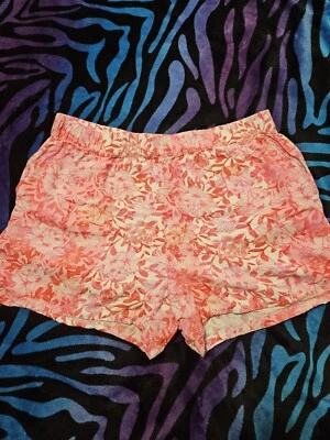 CARIBBEAN JOE, PANTALÓN CORTO TROPICAL MUJER ROSA/NARANJA RAYÓN CON BOLSILLOS, TALLA L Foto 1 de 4