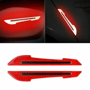 4x Red Reflective Carbon Fiber Car Side Mirror Warning Decal Sticker Accessories - Picture 1 of 12