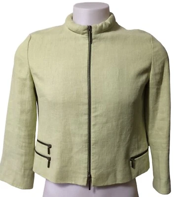 Akris Punto Linen Jacket Women's Size 10 Full Zip Business Casual Mint Green - Image 1 of 4