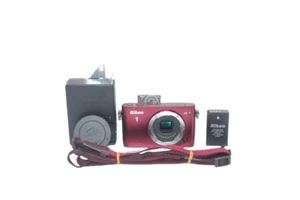 Nikon 1 J3 Mirrorless Digital Camera Body Set Wine Red with Accessories Used - Picture 1 of 5