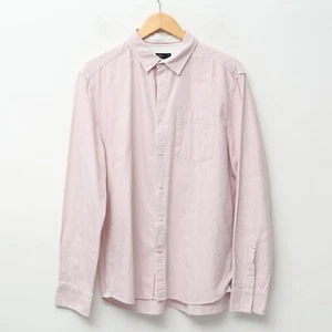PEAK PERFORMANCE XL Men Casual Shirt Long Sleeve Button Up Striped Pink Cotton - Picture 1 of 5
