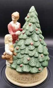 Vintage O Christmas Tree Porcelain Figurine Music Box by Claire Burke 1988 - Picture 1 of 7