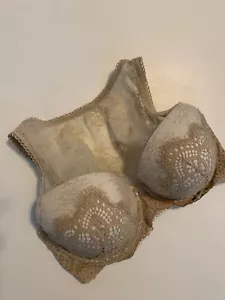 Victorias Secret Dream Angels Spitze hoher Hals gefütterter halber BH beige Akt 32DDD - Bild 1 von 6