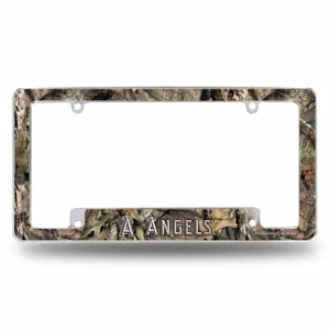 Los Angeles Angels Chrome Metal License Plate Frame with Mossy Oak Camo Design - Picture 1 of 5