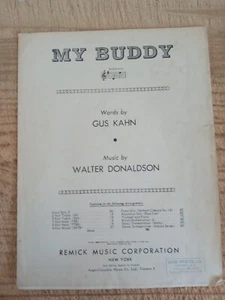 My Buddy by Gus Kahn and Walter Donaldson - Vintage 1922 Sheet Music*SSF - Picture 1 of 3