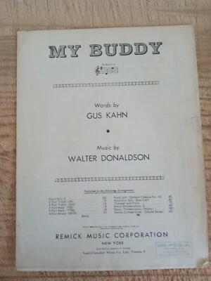 My Buddy by Gus Kahn and Walter Donaldson - Vintage 1922 Sheet Music*SSF - Image 1 of 3