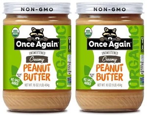 2PK Once Again Organic, Creamy Peanut Butter, No Salt, Unsweetened, 16oz Jar - Picture 1 of 1