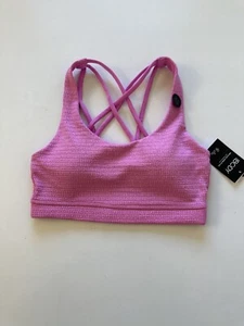 NWT Cotton On Body Women's Sz XS Strappy Crop Top Sports Bra Neon Orchid Texture - Picture 1 of 6