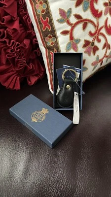 Ralph Lauren Polo Llavero Llavero Llavero Negro Cuero Repujado Nuevo Con Caja Foto 1 de 4
