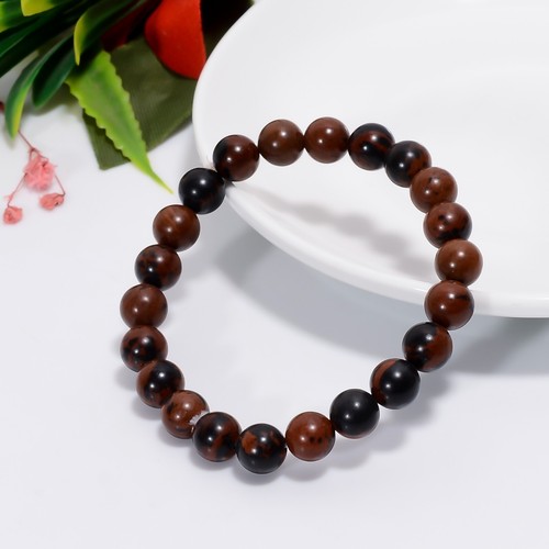 VALENTINO Bracciale unisex perline ossidiana mogano naturale gioielli fatti a mano trendy regalo