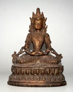19/20C Nepalese Copper Seated Bodhisattva Buddhist Sculpture (NoN) - Picture 1 of 10