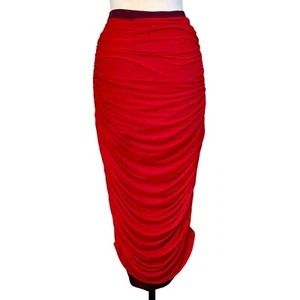 Gonna midi Simon Miller rosso lava a strati in rete con ruches e lati pluto $ 198 taglia L NUOVA - Foto 1 di 12