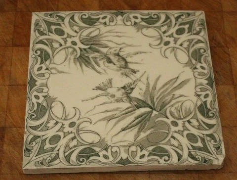aesthetic GREEN FLYING BIRDS OLIVANT ENGLISH PERIOD TILE Cover