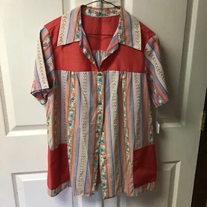 NEW Vintage smock WORK SHIRT top Lunch lady Short sleeve Preowned - Picture 1 of 5