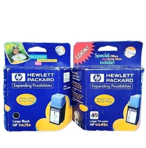 HP 49 51649A Tri-Color And Black Ink Cartridges Sealed Retail Boxes Genuine - Picture 1 of 3