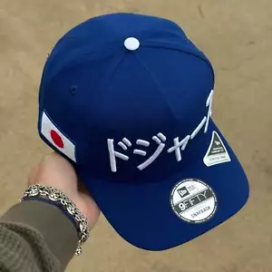 Cappello snapback regolabile nuovo con etichette blu Los Angeles Dodgers Kanji 9Fifty New Era 5 pannelli - Foto 1 di 7