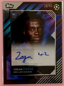 Yoram Zague RC Paris Saint Germain 28/49 Blue Auto 2024/25 Topps knockout UCC - Foto 1 di 3