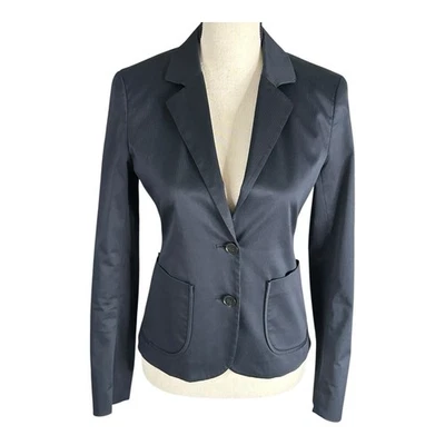 Chaqueta Blazer Theory 4 Mujer Algodón Negro Gris Rayas Dos Botones Bolsillo Forrado Foto 1 de 4