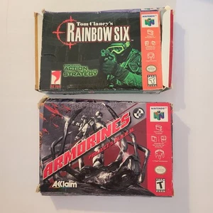 N64 Armorines CIB Poster, Tom Clancy's Rainbow Six CIB, Lot Of 2, Works See Pics - Picture 1 of 13