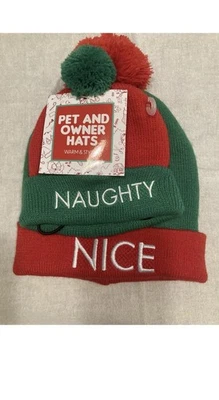 Pet and Owner Holiday/Christmas Knit Hats- Naughty & Nice - Image 1 of 3