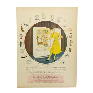 1947 Westinghouse Vintage Print Ad Great Refrigerator Real Freezer Two In One - Picture 1 of 2