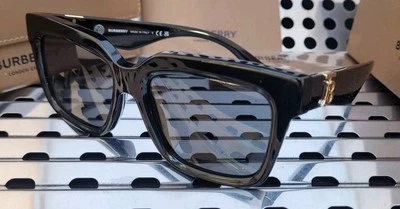 New Burberry Sunglasses BE4419 Squared Gloss Black+Gold w/ Dark Gray Lenses - Image 1 of 4