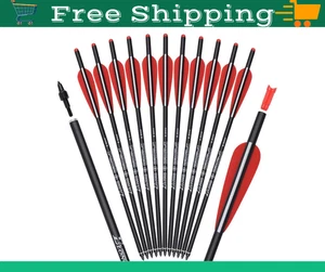 12Pcs 20 inch Crossbow Bolts Carbon Arrows Archery Hunting Half Moon Nock Arrows - Picture 1 of 8