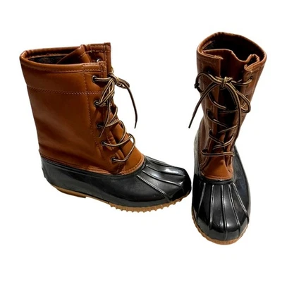 Botas de goma de lluvia Sporto Duck Arianna para mujer 6 M 75105 tostadas negras forradas de franela Foto 1 de 4