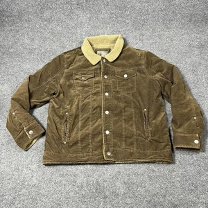 BKE Jacket Mens Large Brown Sherpa Lined Corduroy Trucker Snap Button Pockets - Picture 1 of 17