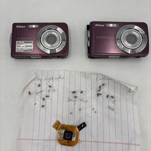 2X Nikon COOLPIX S210 8.0MP Digital Cameras Plum Color For PARTS ONLY - Picture 1 of 8