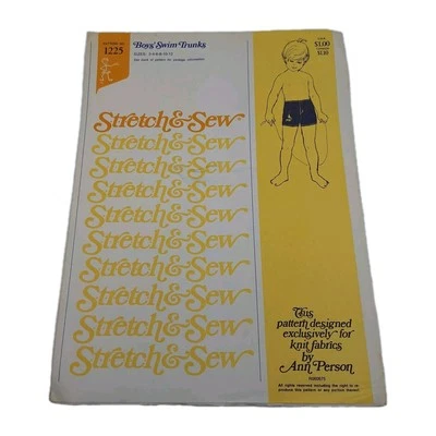 Stretch & Sew 1225 VTG Ann Person Boys Swim Trunks Sz 2-12 Uncut Master Pattern - Image 1 of 4