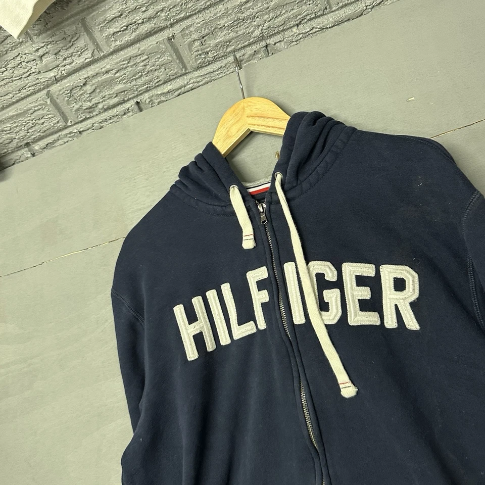 Tommy Hilfiger Men's Solid Zip Up Logo Fleece Hoodie Sweatshirt Navy, XL - Image 1 of 3