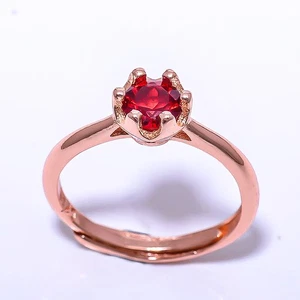 Garnet Gemstone Silver Plated Jewelry Rose Gold Plated Ring Size Adst (4_4) - Picture 1 of 6