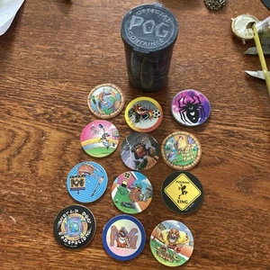 VTG 11 POGS, 1 Metal Slammer, 1 Container, Sold As Is, No Return - Picture 1 of 15