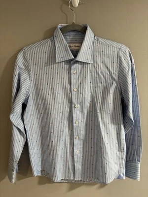 Camisa de vestir Robert Graham para niños mediana (10-12) azul blanco a rayas con botones Foto 1 de 4