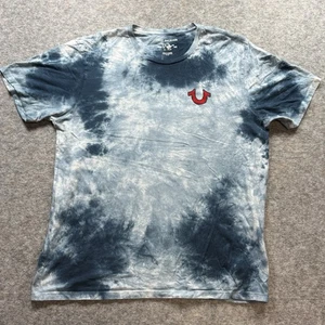 True Religion T-Shirt Herren Größe XL Slim Fit Batik Blau Buddha Logo 23" P2P - Bild 1 von 17