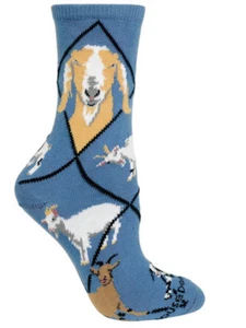 Wheel House Designs Socken - Ziegen auf blau - 9-11 - Bild 1 von 1