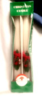 2 Xmas Wreath Pinecone Taper Candles 10" Original Box NOS Red Bow