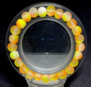 Yellow Orange Mystic Aura Quartz Matte Round Gemstone Beaded Bracelet PGB221A - Picture 1 of 4