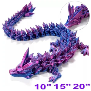 3D Printed Crystal Articulated Dragon Home Office Desktop Tank Decor Fidget Toys - Picture 1 of 13