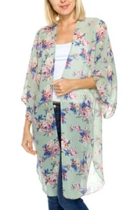 Kimono mit Blumenmuster und langen Linien und Seitenschlitzen - NEU - MADE IN USA - Bild 1 von 5