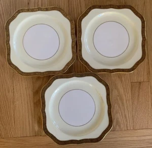 Noritake Goldkin Platos Cuadrados de Ensalada, Banda Floral Dorada y Negra Juego De 3 Temprano - Imagen 1 de 13
