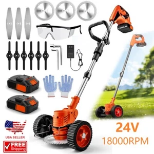 Cordless Electric Weed Lawn Eater Edger Yard Grass String Trimmer Cutter Mower - Picture 1 of 11