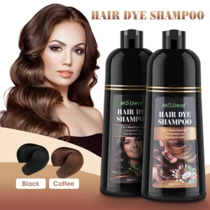 500ml Natural Herbal Black Hair Color Dye Shampoo Permanent Coloring for Unisex - Picture 1 of 21