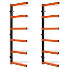 Lumber Wood Storage Metal Rack with 6-Level Wall Mount â€“ Orange Organizer