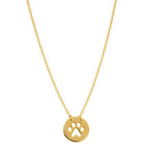 14K Yellow Gold Mini Paw Print Pendant Necklace, 16 To 18 Inches Adjustable