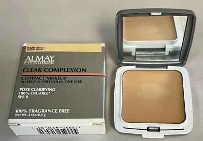Almay Clear Complexion Compact Makeup &Powder Ivory Beige 0.3 oz slightly smudge - Image 1 of 2