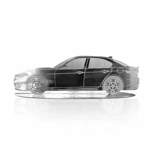 Modelo de coche grabado silueta Alfa Romeo Giulia en acero inoxidable - Imagen 1 de 7